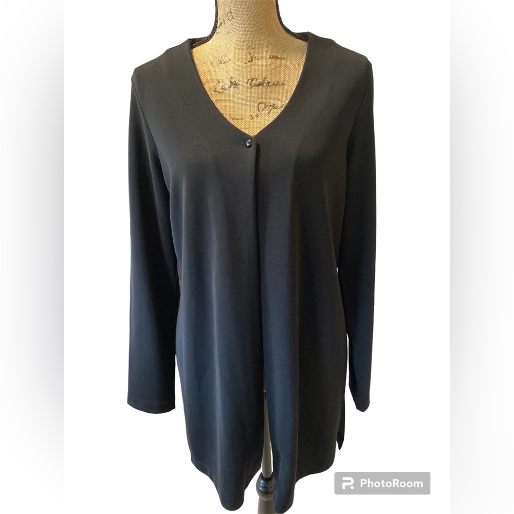 Caslon Long Single-Button Pull-Over Jacket | Black | Size M | Rayon